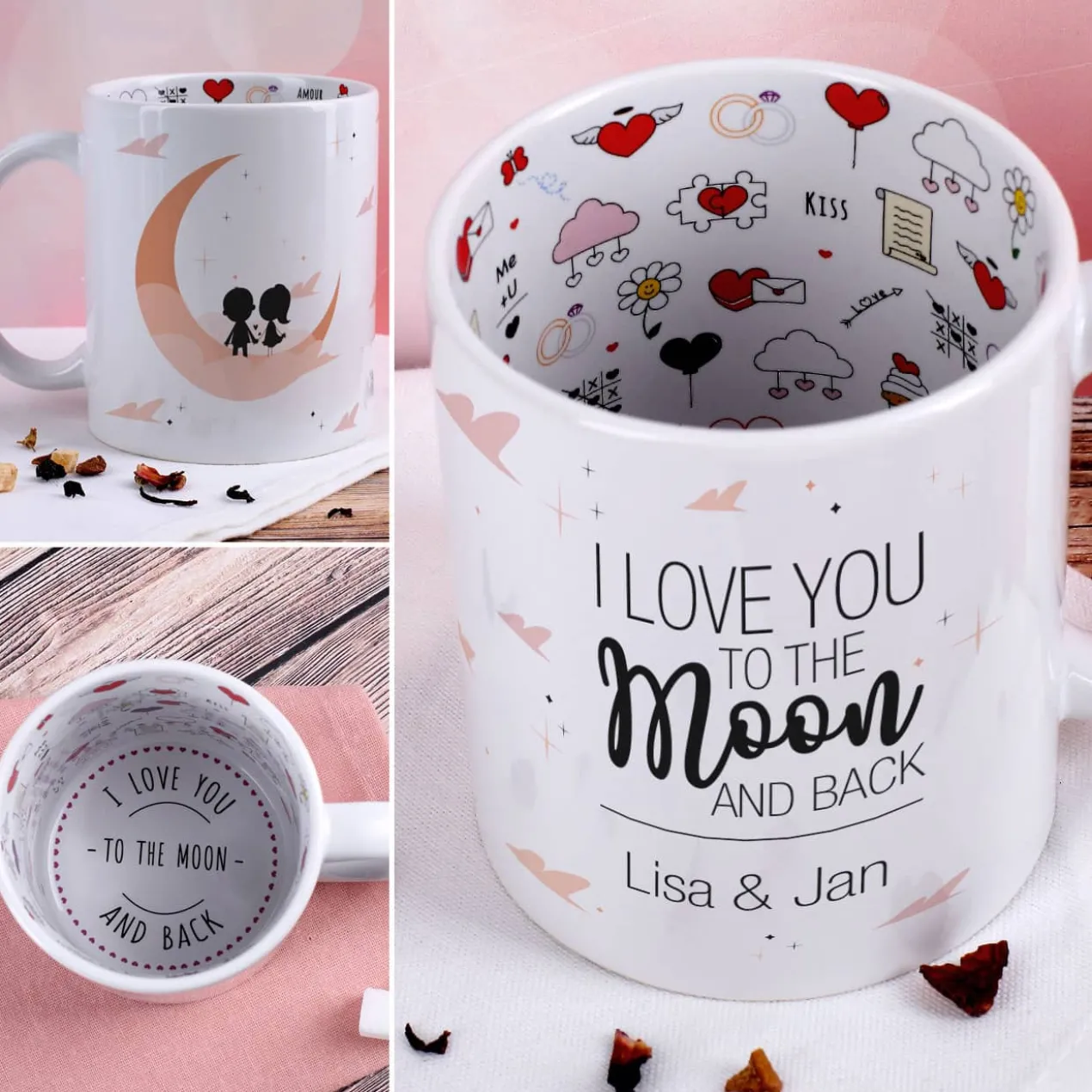Tasse - I love you to the Moon and back - mit Innenaufdruck