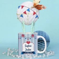 Tasse in Heißluftballon-Optik für Geldgeschenke zur Hochzeit
