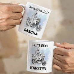 Tasse mit Adventure Reiseenduro Motiven personalisiert, Biker - Geschenk