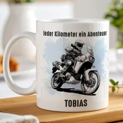 Tasse mit Adventure Reiseenduro Motiven personalisiert, Biker - Geschenk