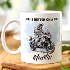 Tasse mit Adventure Reiseenduro Motiven personalisiert, Biker - Geschenk