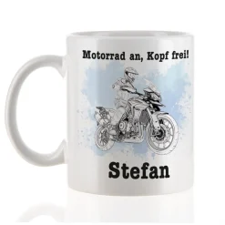 Tasse mit Adventure Reiseenduro Motiven personalisiert, Biker - Geschenk