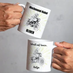 Tasse mit Classic Retro Bike Motiven personalisiert aus Keramik | Geschenk für Motorradfahrer