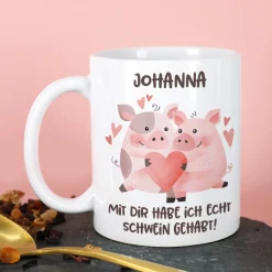 Tasse - Mit dir habe ich echt Schwein gehabt! - für Ihren Lieblingsmenschen