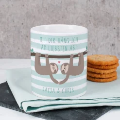 Tasse mit Faultier-Pärchen und Ihren Namen