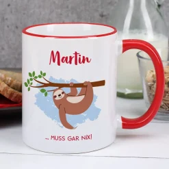 Tasse mit Faultier und Name - muss gar nix!