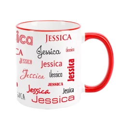 Tasse mit Ihrem Namen in verschiedenen Schriftarten und Farben