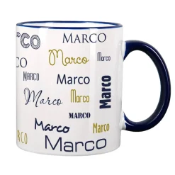Tasse mit Ihrem Namen in verschiedenen Schriftarten und Farben