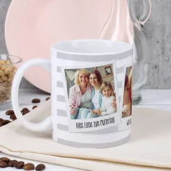 Tasse mit Ihren drei Lieblingsbildern und Wunschtexten
