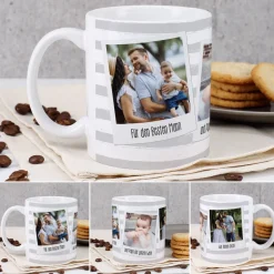 Tasse mit Ihren drei Lieblingsbildern und Wunschtexten