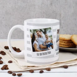 Tasse mit Ihren drei Lieblingsbildern und Wunschtexten