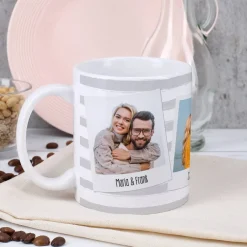 Tasse mit Ihren drei Lieblingsbildern und Wunschtexten