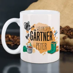 Tasse mit Name für den weltbesten Gärtner