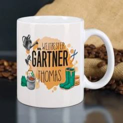 Tasse mit Name für den weltbesten Gärtner
