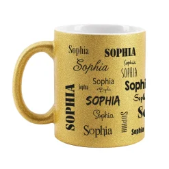 Tasse mit Namensaufdruck in Metallic Pink oder Gold