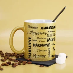 Tasse mit Namensaufdruck in Metallic Pink oder Gold