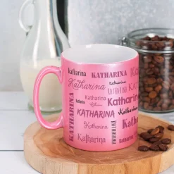 Tasse mit Namensaufdruck in Metallic Pink oder Gold