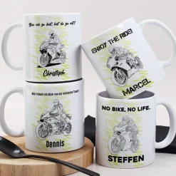 Tasse mit Superbike und Sport Bike Motiven, personalisiert mit Name und Wunschtext | Geschenk für Motorradfahrer