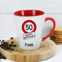 Tasse zum Geburtstag mit Verkehrszeichen, Wunschname & Alter