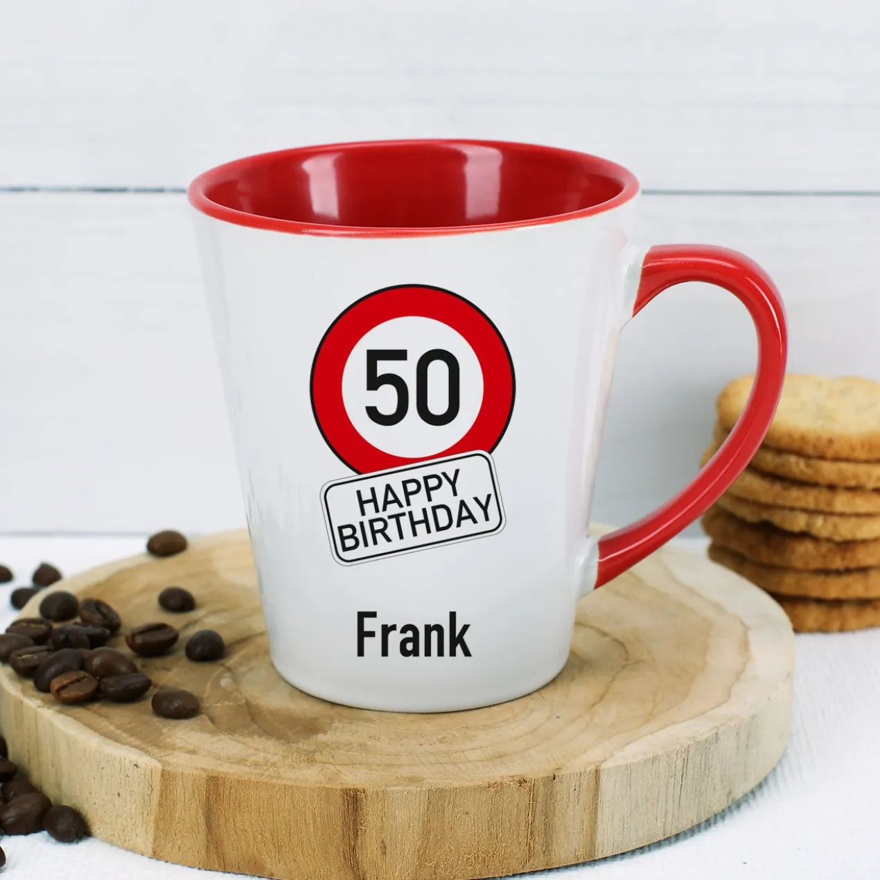 Tasse zum Geburtstag mit Verkehrszeichen, Wunschname & Alter