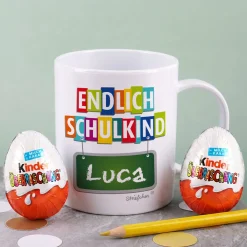 Tasse zum Schulanfang mit Name als Geschenk zur Einschulung