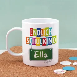 Tasse zum Schulanfang mit Name als Geschenk zur Einschulung