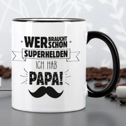 Tasse zum Vatertag mit schwarzem Rand und Henkel