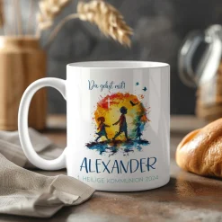 Tasse zur Kommunion 2026 - Du gehst mit - mit Name und Wunschtext