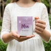 Tasse zur Konfirmation - mit Name und Datum in violett