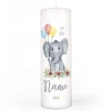 Taufkerze mit Elefant, Name, Datum und Taufspruch