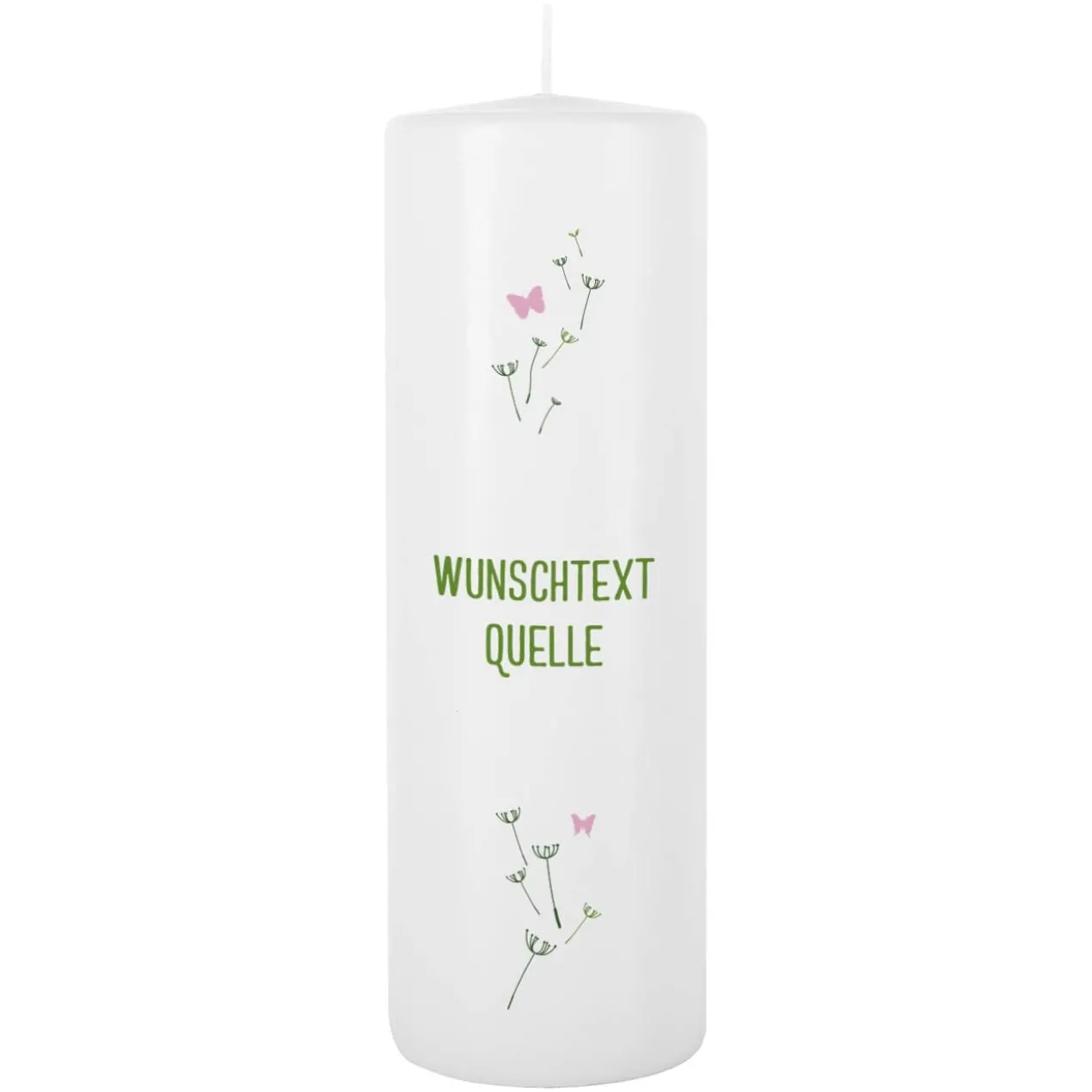 Taufkerze Pusteblume mit Name, Datum und Taufspruch