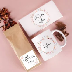 Tee Geschenkset - Gute Besserung - mit Tasse, Schokolade und Box