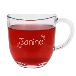 Teeglas mit Namensgravur und Kreisen