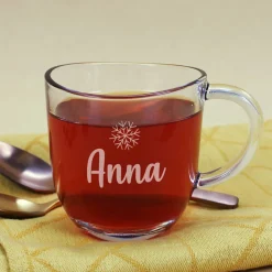 Teeglas oder Glühweinglas - Schneeflocke - mit Namensgravur