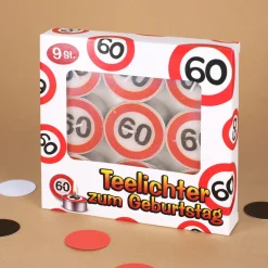 9 Teelichter - Verkehrsschild mit Alter