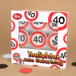 9 Teelichter - Verkehrsschild mit Alter