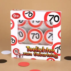 9 Teelichter - Verkehrsschild mit Alter