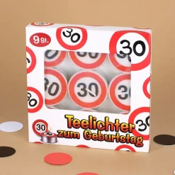 9 Teelichter - Verkehrsschild mit Alter