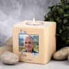 Teelichthalter als Trauerkerze mit Foto, Name & Datum | Personalisiert
