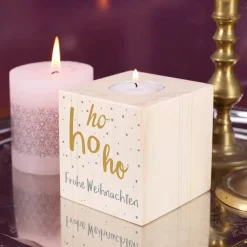 Teelichthalter Ho Ho Ho mit Ihrem Wunschtext