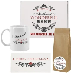 Tee Set - most wonderful time - mit Schokolade, Tee und Tasse