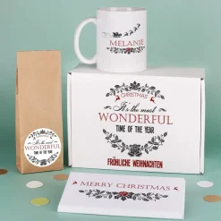 Tee Set - most wonderful time - mit Schokolade, Tee und Tasse