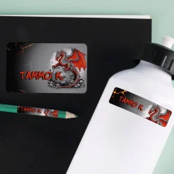 100-teiliges Aufkleber-Set mit rotem Drache und Name