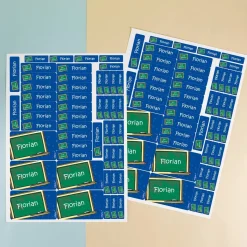100 teiliges Aufkleber-Set mit Tafel in blau