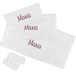 4-teiliges Handtuchset in Weiß mit Name bestickt