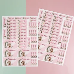 100-teiliges Schulaufkleber Set mit Einhornmotiv und Wunschname