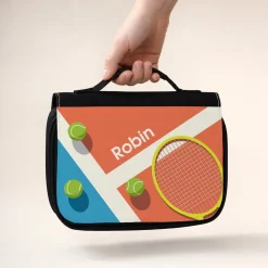 Tennis Kulturbeutel zum Aufhängen personalisiert mit Name | Geschenk für Tennisspieler