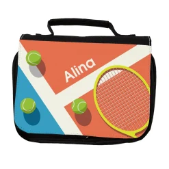 Tennis Kulturbeutel zum Aufhängen personalisiert mit Name | Geschenk für Tennisspieler