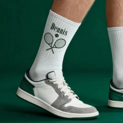 Tennissocken personalisiert mit Name | Weiße Socken mit Tennis Motiv als Geschenkidee