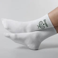 Tennissocken personalisiert mit Name | Weiße Socken mit Tennis Motiv als Geschenkidee